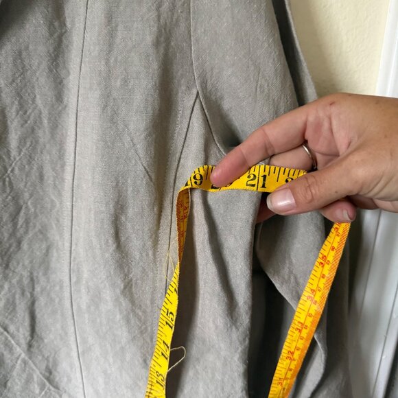 Eileen Fisher Gray Tie-Front Lightweight Linen Blend Jacket Sz Medium - Picture 6 of 7